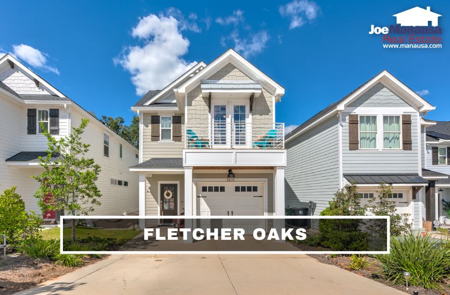 Fletcher Oaks is a new construction neighborhood in the 32317 zip code where just over 40 single-family detached homes have been built and sold in the past two years.