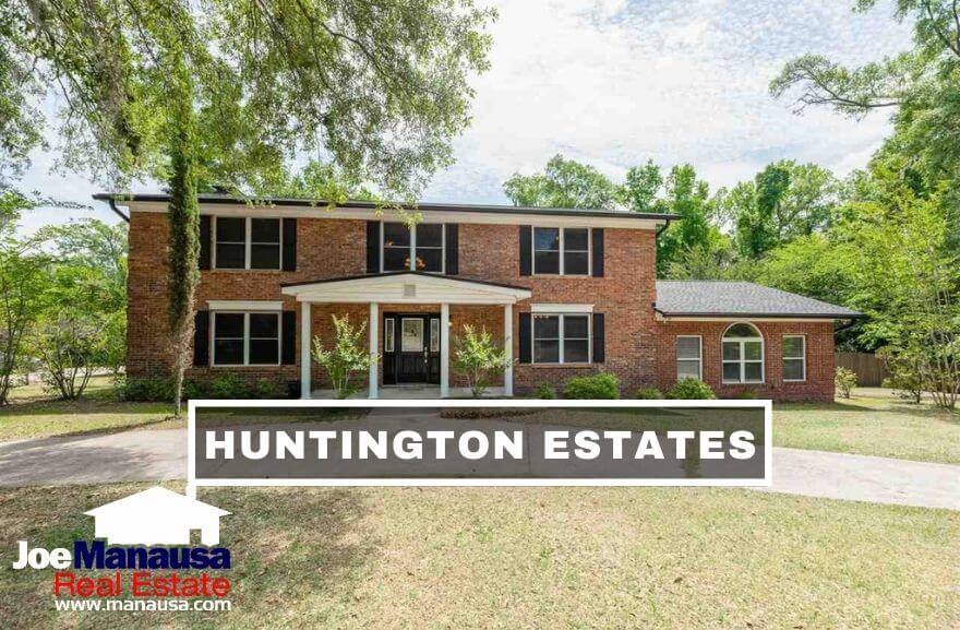 Huntington Estates is a popular NW Tallahassee neighborhood with larger three, four, and five-bedroom homes built mostly from the mid-1970s through the mid-1990s.