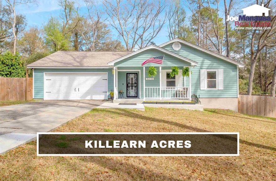 Killearn Acres contains roughly 1,450 four and three-bedroom single-family detached homes with prices close to Tallahassee's median home price.