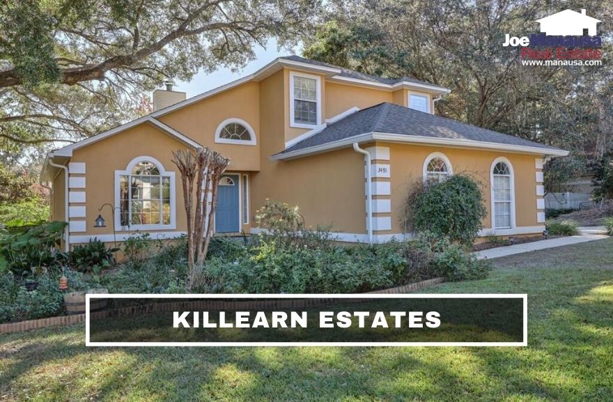 Killearn Estates, Tallahassee's largest neighborhood, contains more than 3,800 three, four, and five-bedroom homes on nice-sized lots.