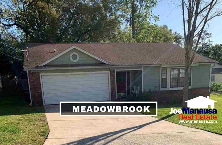 Meadowbrook is a mid-sized neighborhood containing 280 single-family detached homes on nice-sized lots and is wildly popular with buyers near the $250K price point.