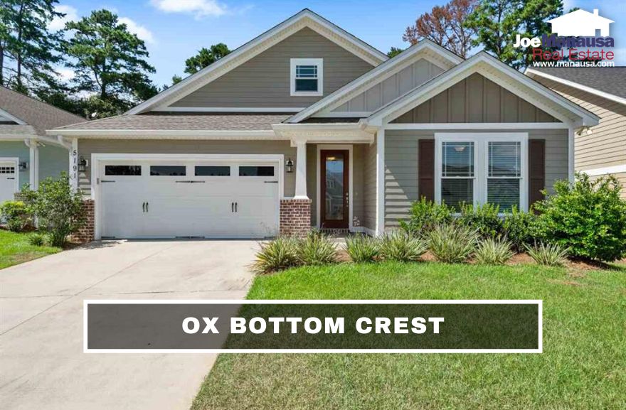 Ox Bottom Crest is a six-year-old Northeast Tallahassee neighborhood containing 150 four and three-bedroom single-family detached homes on smaller lots.