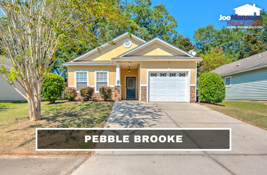 Residents of Pebble Brooke enjoy access to a wide variety of shopping and entertainment venues while living in modern craftsman-style homes.