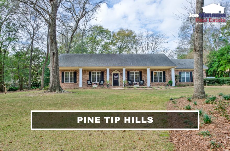 Pine Tip Hills Tallahassee Real Estate Pine Tip Hills is located just west of Meridian Road on the north side of Rhoden Cove Road on the extreme eastern edge of NW Tallahassee.