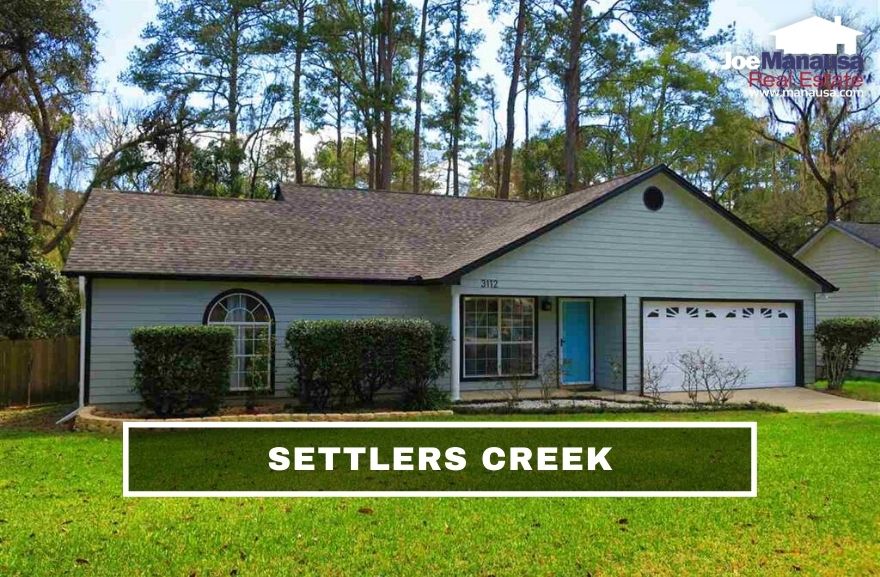 Settlers Creek is a popular NW Tallahassee neighborhood containing a mix of 300 detached and attached single-family four, three, and two-bedroom homes.