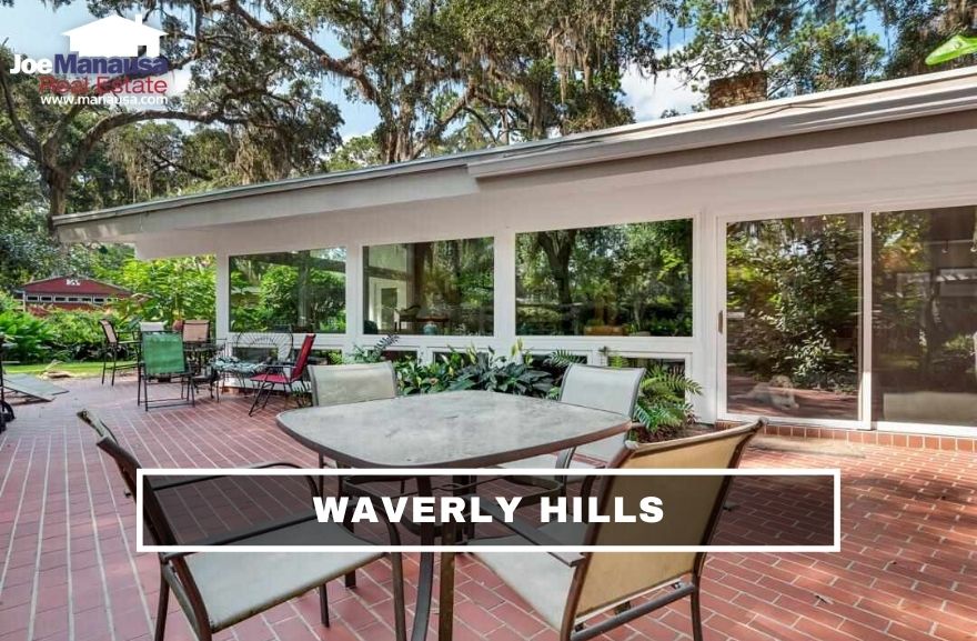 Waverly Hills is a Tallahassee neighborhood with 377 older five, four, and three-bedroom homes on big lots, with most built between 1950 and 1980.