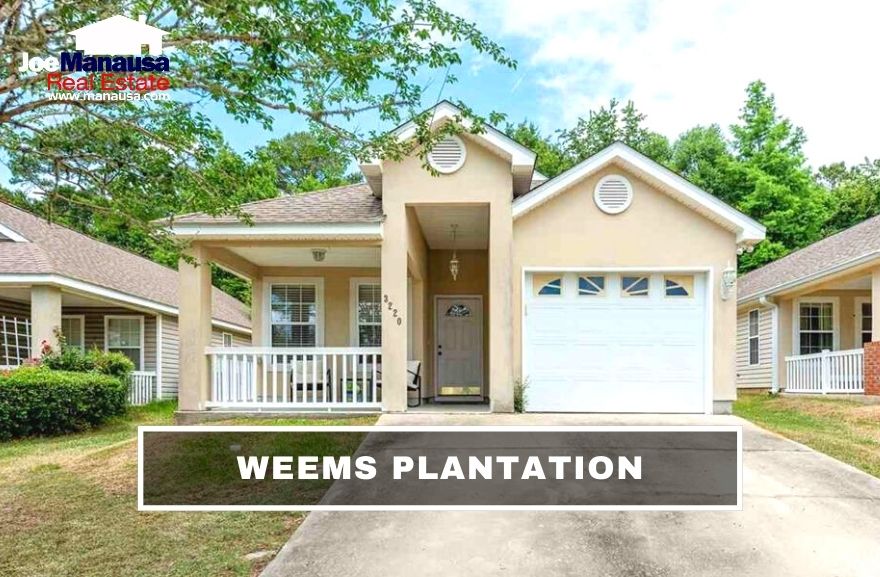 Weems Plantation is a popular NE Tallahassee neighborhood filled with roughly 350 four and three-bedroom single-family detached homes that were built in the past 20 years.
