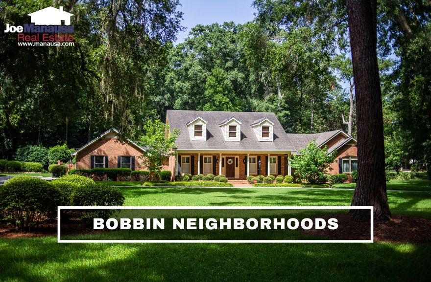 Bobbin Trace, Bobbin Brook, and Bobbin Mill Woods are located on the south side of Maclay Road just east of North Meridian Road in Northeast Tallahassee.