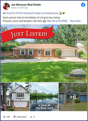 Example of promotion of a brand new real estate listing