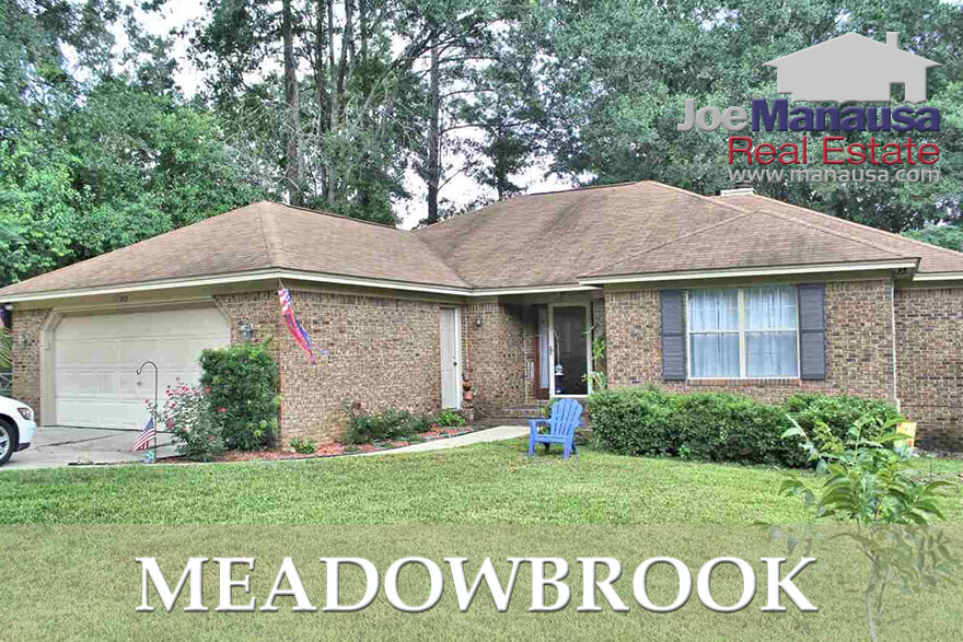 The Meadowbrook neighborhood in NE Tallahassee features 3 and 4 bedroom single family detached homes on quarter acre (+) lots