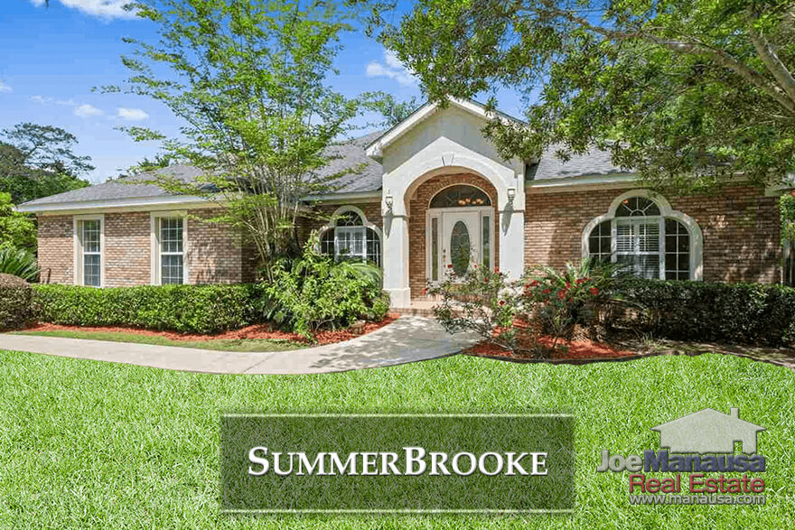 Summerbrooke in NE Tallahassee is a golf course community featuring executive brick and stucco homes on large lots.