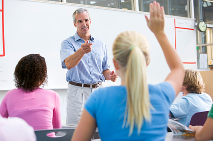 Teacher calling on student