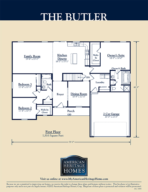 The Butler Floor Plan American Heritage Homes