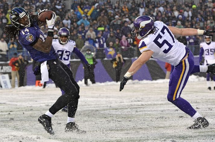 Marlon Brown - Ravens - Vikings - Snow - 2013 - Remarkable Catch 