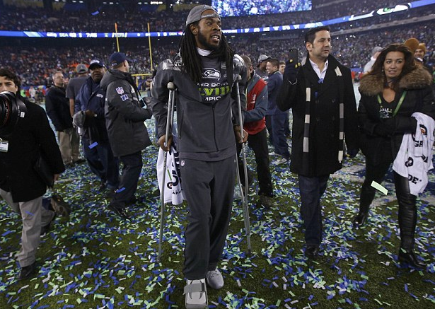 Richard Sherman - Hurt - Super Bowl - 2014 - Post Game Celebration