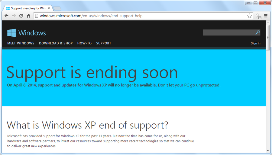 support_end Windows XP