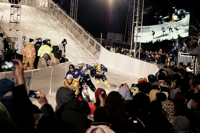 Racers Jostle for Position at Crashed Ice