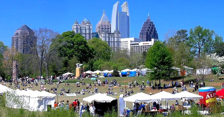 People attending an event at Piedmont park in April 2015