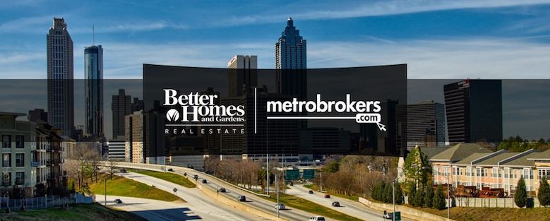 Better Homes and Gardens Real Estate logo over Metro Atlanta skyline.