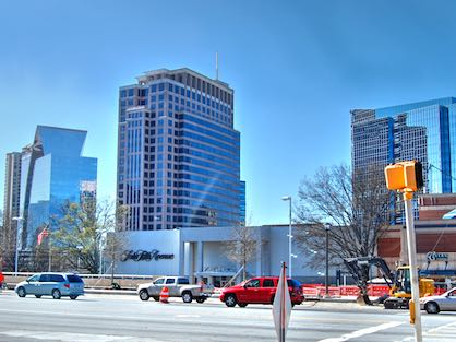 A view from the street of the buildings above Phipps Plaza.