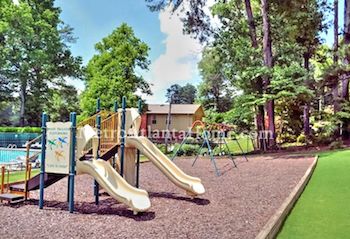 The neighborhood playground and pool at Cardinal Lake Estates.
