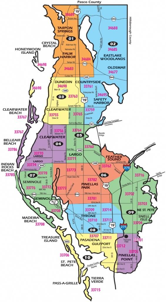 Zip Code Map of Pinellas