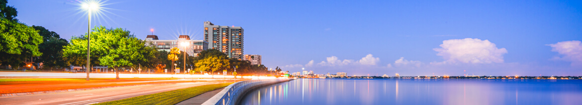Tampa's Downtown Bayshore Area At Dusk