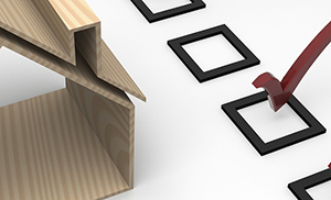 Wooden house outline with checkmark boxes - Coldwell Banker Paradise