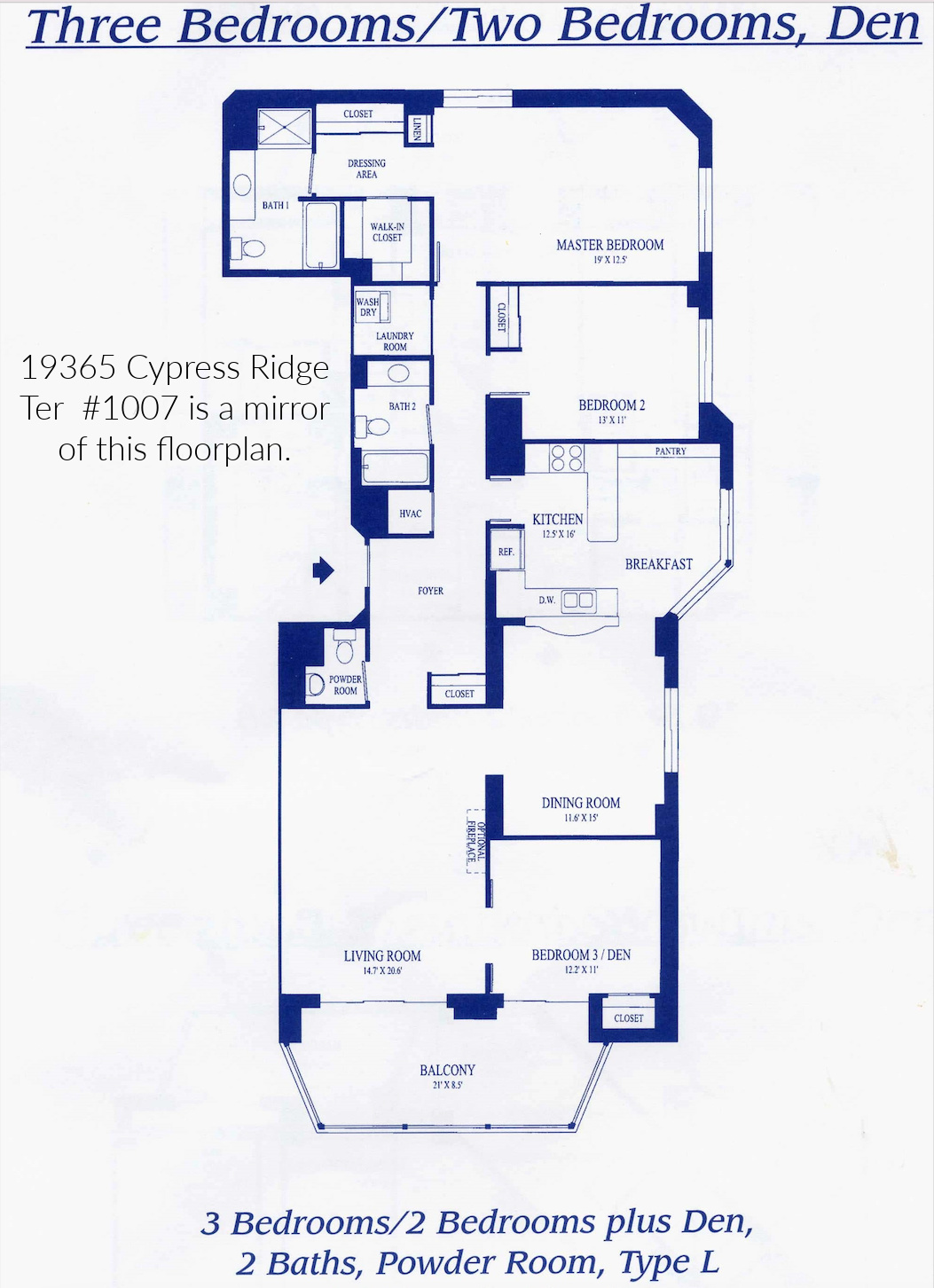 19365 Cypress Ridge Ter #1007, Lansdowne Woods- Floor Plan 1