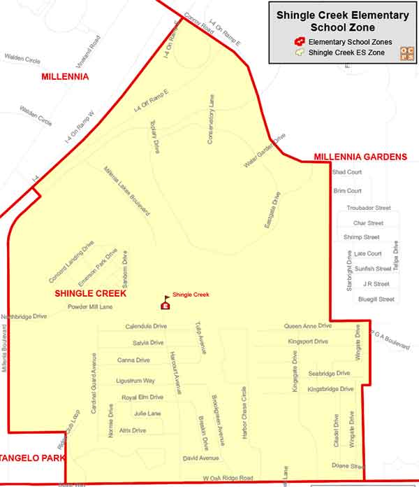 OCPS Shingle Creek Elementary Map