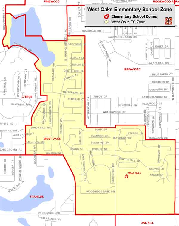 OCPS West Oaks Elementary Map