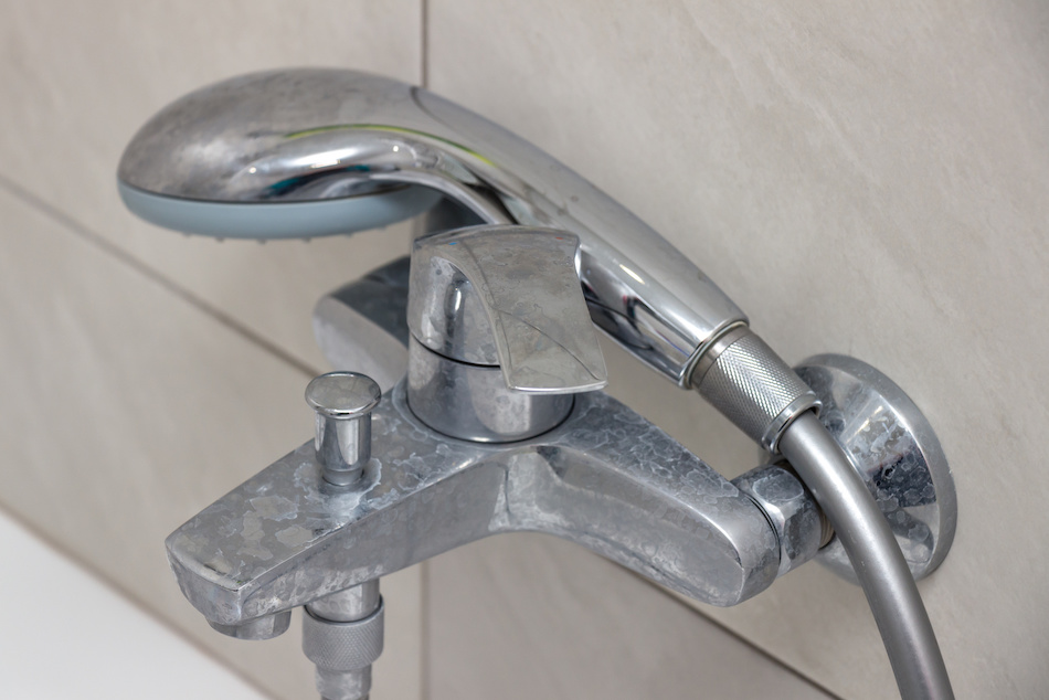 Hard Water Limescale Buildup in Shower