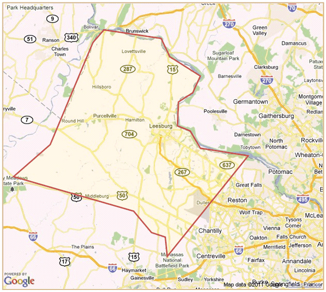 Loudoun County VA Zip Code Map