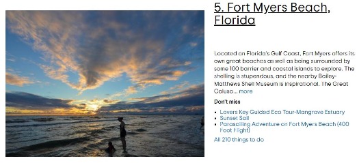 TripAdvisor Top Trending Destination #5 Fort Myers Beach