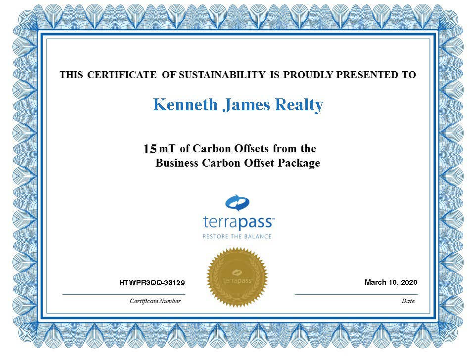 Kenneth James Realty Carbon Offset Certification