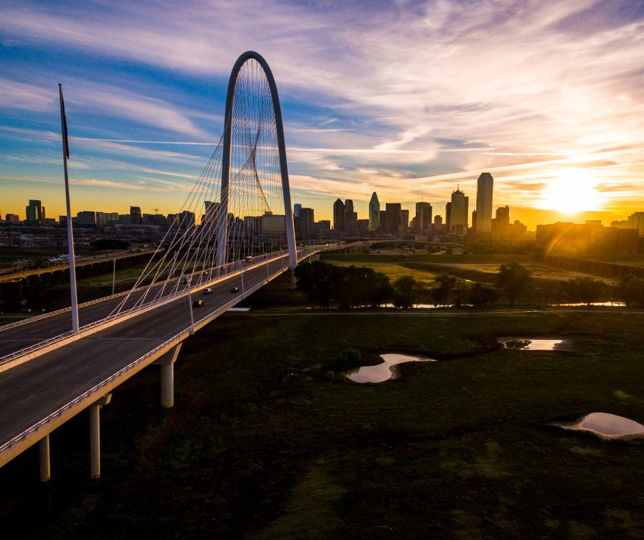 Dallas Texas breathtaking sunrise over North Texas iconic city