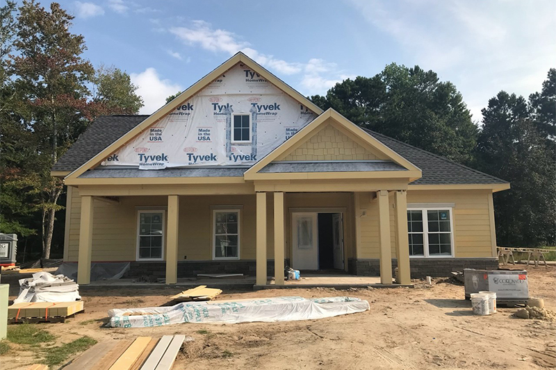 Progress of exterior home under construction