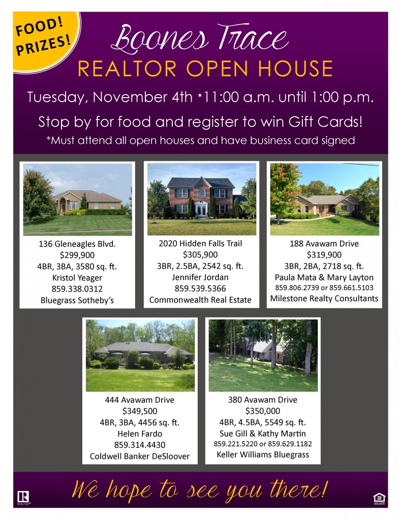Boones Trace Realtor Open House Flyer Boones Trace Realtor Open House Flyer