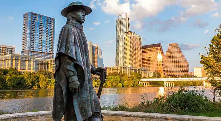 Stevie Ray Vaughan-Statue in Austin Texas